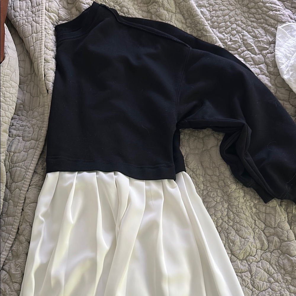 Black and White Two-Tone Sweater Dress